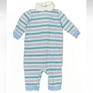 Ralph Lauren Baby Striped Polo Footless Romper | 6M | Cotton | Blue